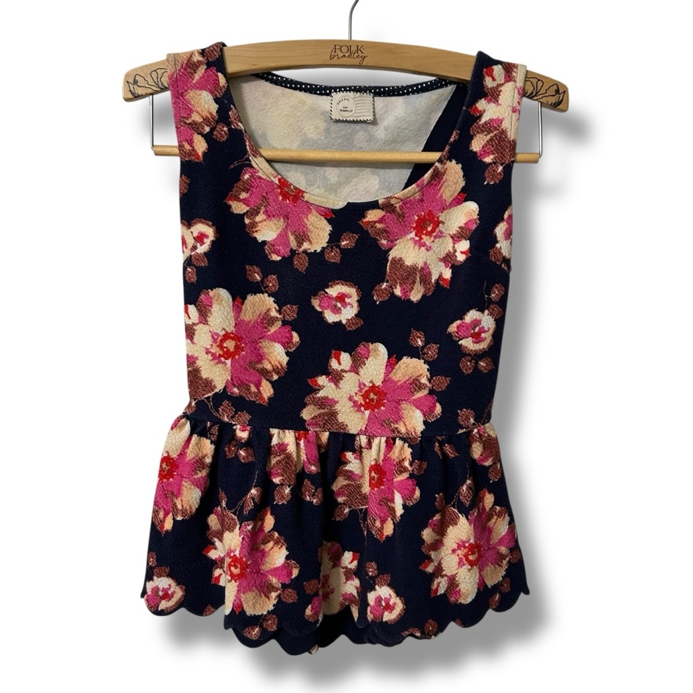 Anthropologie Floral Sleeveless Peplum Top Size XXS